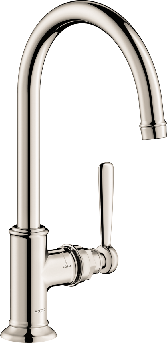 Axor Montreux 1.2 GPM 120-Degree Swivel Range Lever Handle Polished Nickel Single Hole Faucet With Pop-Up Drain