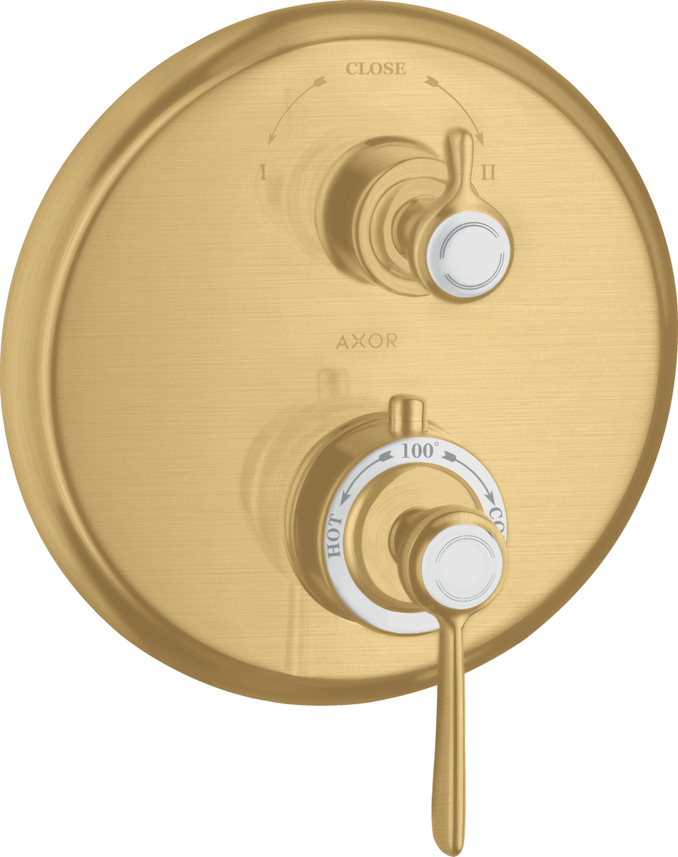Axor Montreux Brushed Gold Optic Thermostatic Trim With Volume Control and Diverter