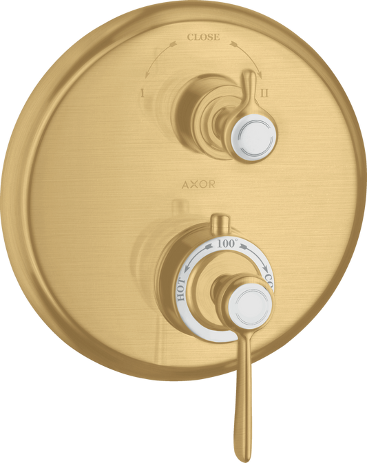 Axor Montreux Brushed Gold Optic Thermostatic Trim With Volume Control and Diverter