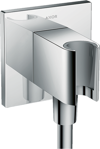 Axor ShowerSolutions Square Metal Wall Outlet With Handshower Holder