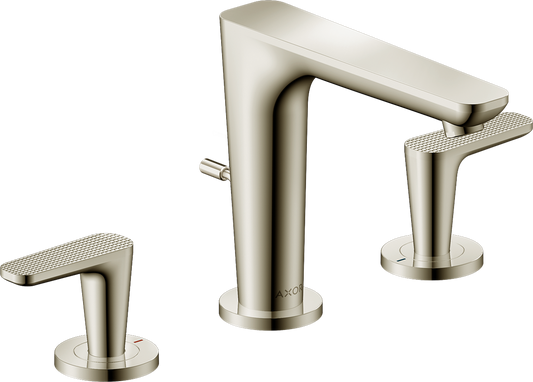 Axor Citterio C 1.2 GPM Two Lever Handle Polished Nickel Widespread Faucet With Escutcheons and Pop-Up Drain