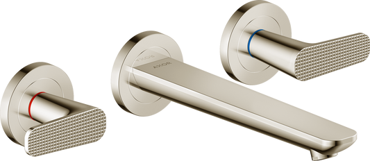 Axor Citterio C 1.2 GPM Lever Handle Polished Nickel Wall Mounted Widespread Cubic Cut Faucet