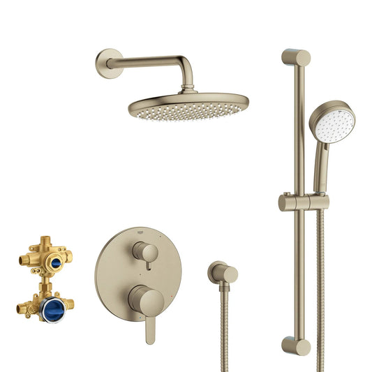 Grohe Cosmopolitan 2-Handle Pressure Balance Brushed Nickel Infinity Rainshower Bundle