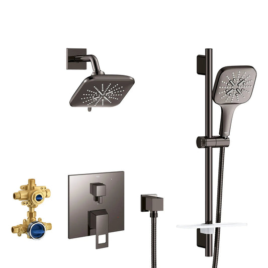 Grohe Eurocube 2-Handle Pressure Balance Hard Graphite Shower Bundle