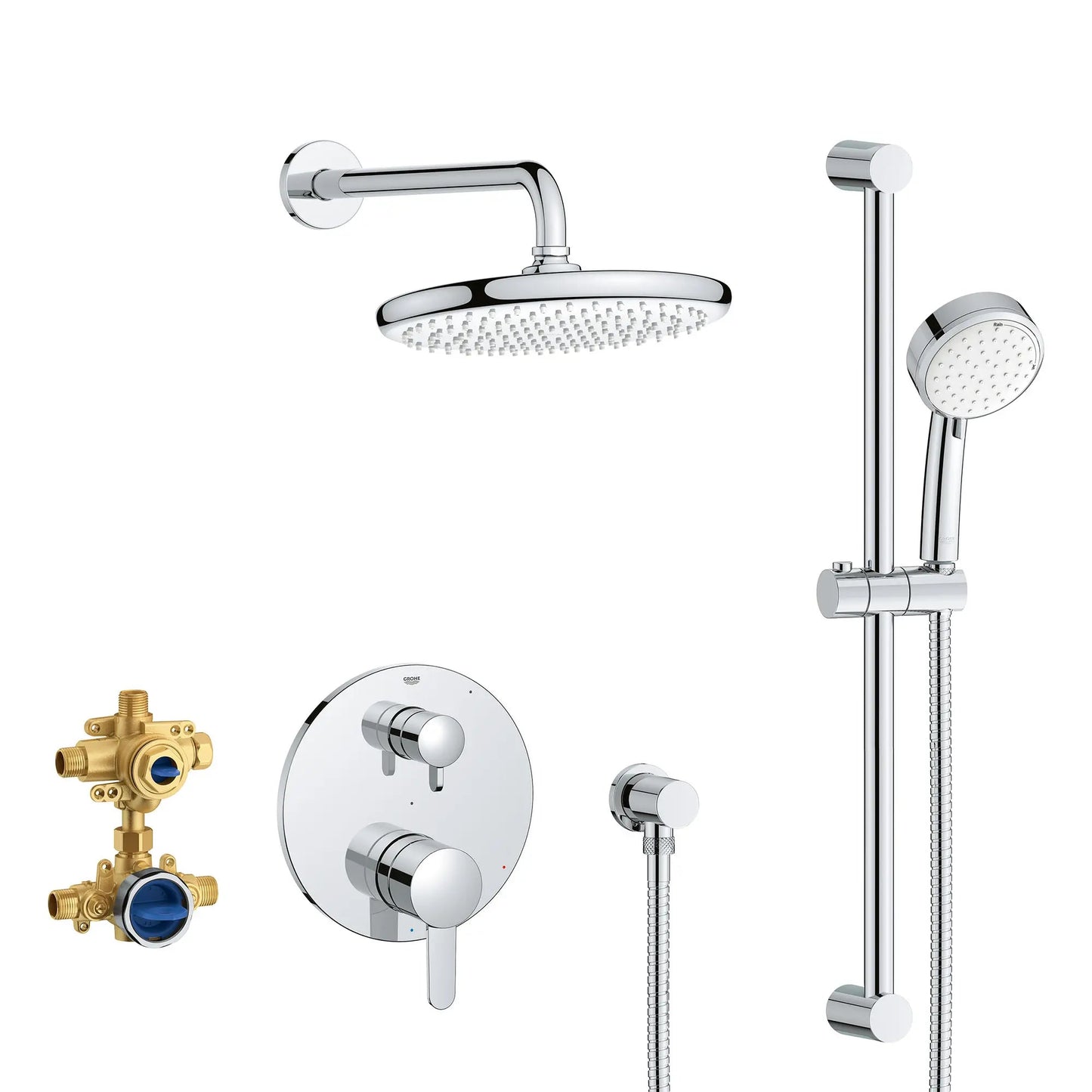 Grohe Cosmopolitan 2-Handle Pressure Balance StarLight Chrome Rainshower Bundle