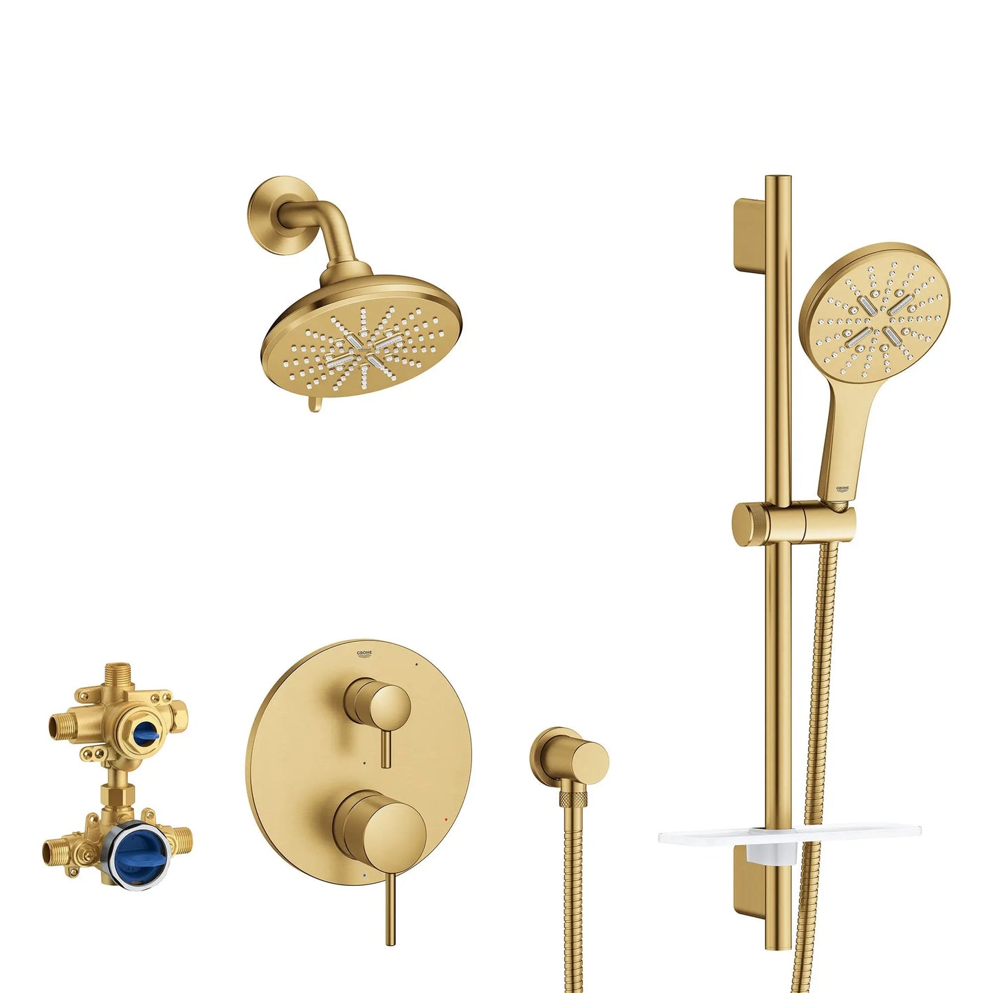 Grohe Timeless 2-Handle Pressure Balance Brushed Cool Sunrise Shower Bundle