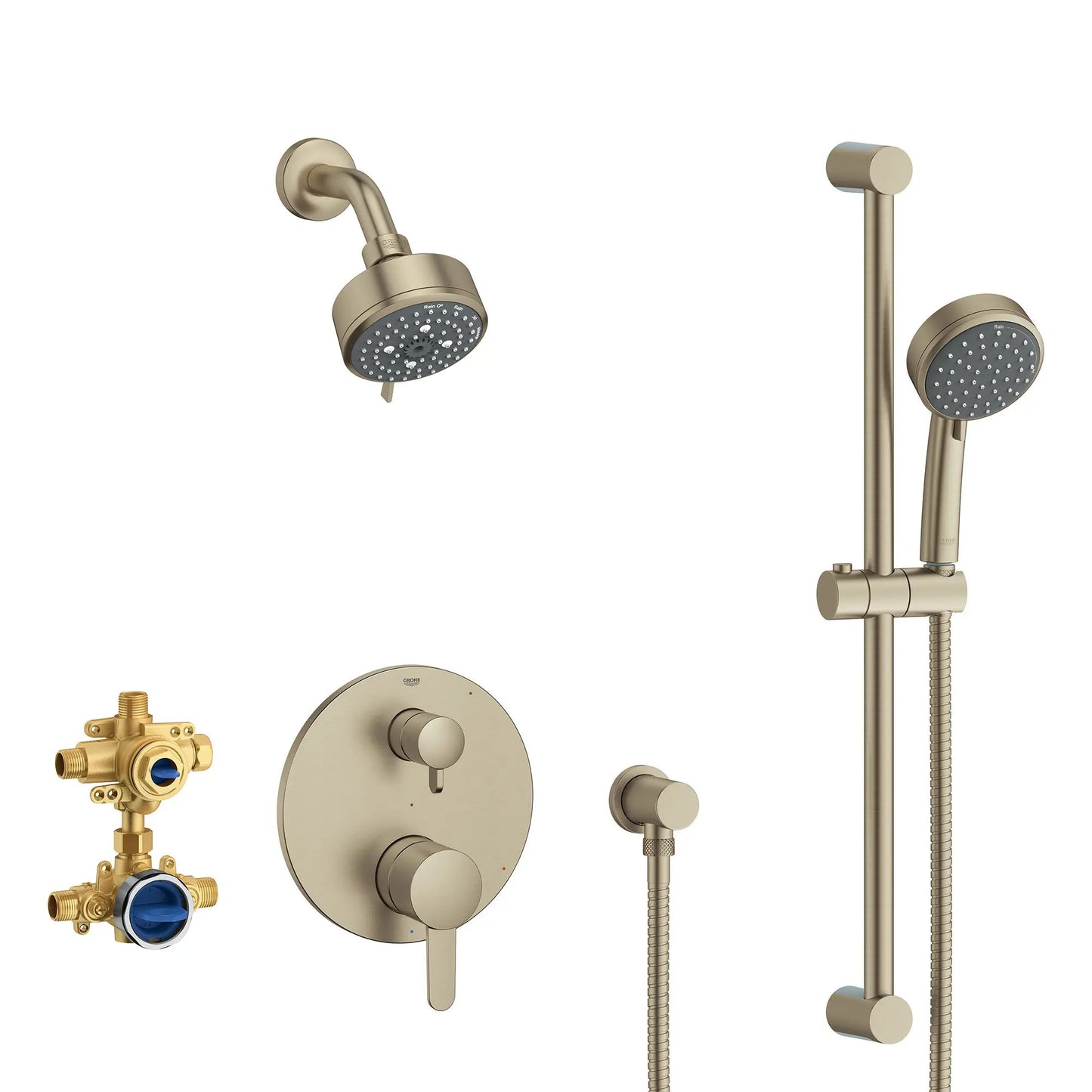 Grohe Cosmopolitan 29429EN0 2-Handle Pressure Balance Brushed Nickel Infinity Rainshower Bundle