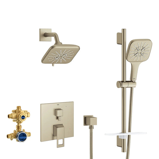 Grohe Eurocube 2-Handle Pressure Balance Brushed Nickel Infinity Shower Bundle