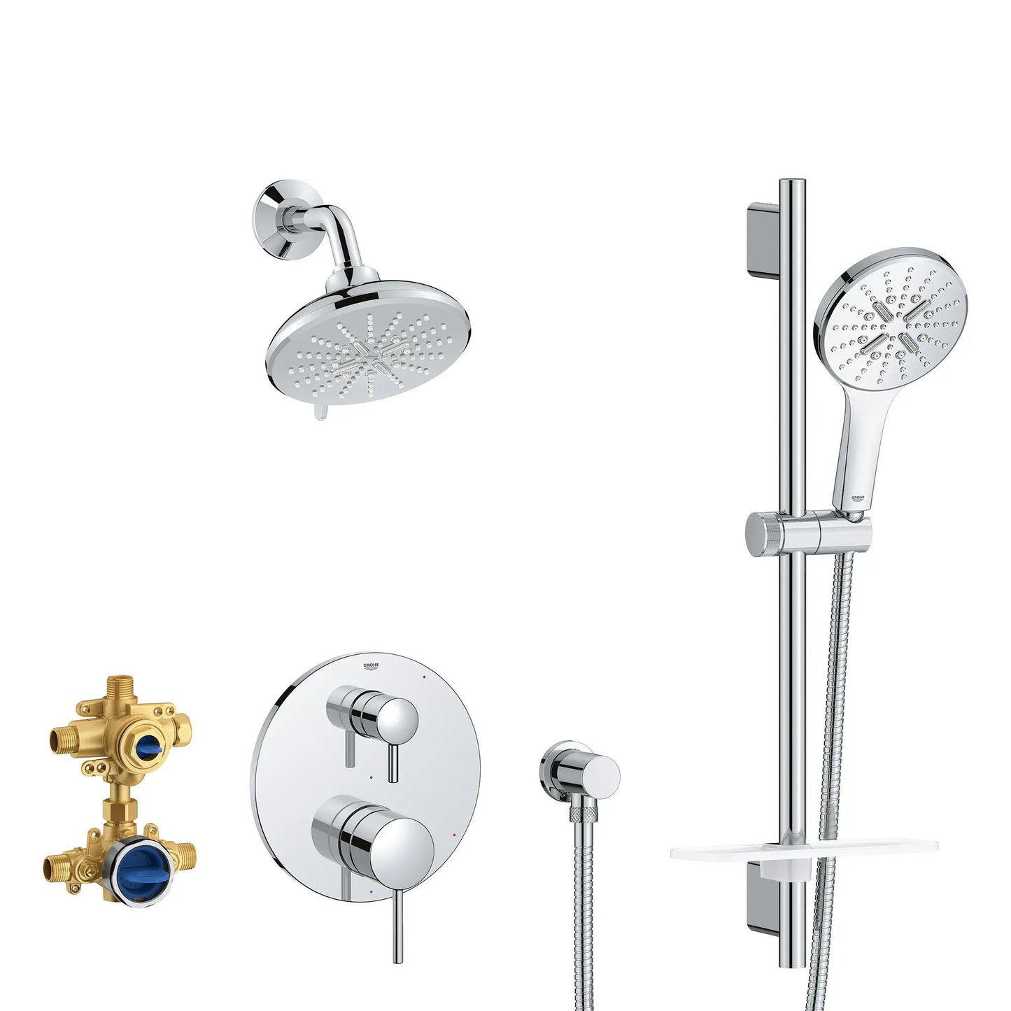 Grohe Timeless 2-Handle Pressure Balance StarLight Chrome Shower Bundle