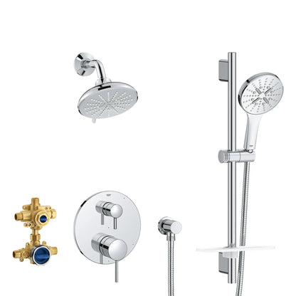 Grohe Timeless 2-Handle Pressure Balance StarLight Chrome Shower Bundle