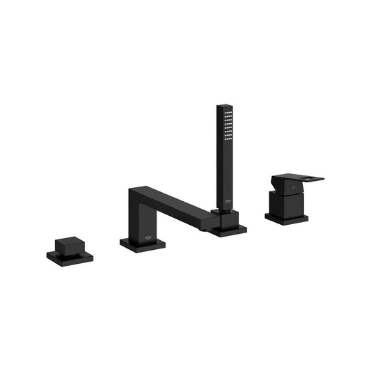 Grohe Eurocube® 4-Hole Single-Handle Deck Mount Matte Black Roman Tub Faucet With 1.75 GPM Hand Shower