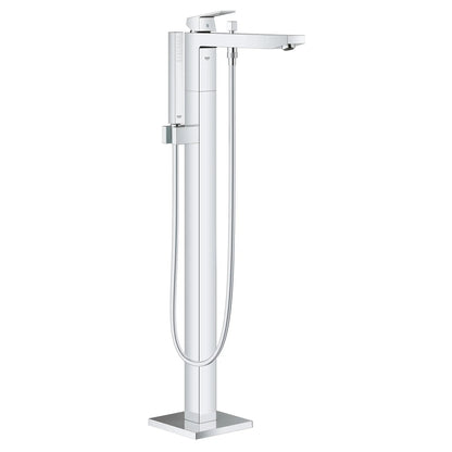 Grohe Eurocube® Single-Handle StarLight Chrome Freestanding Tub Faucet With 1.75 GPM Hand Shower