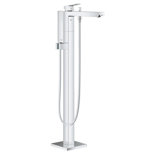 Grohe Eurocube® Single-Handle StarLight Chrome Freestanding Tub Faucet With 1.75 GPM Hand Shower