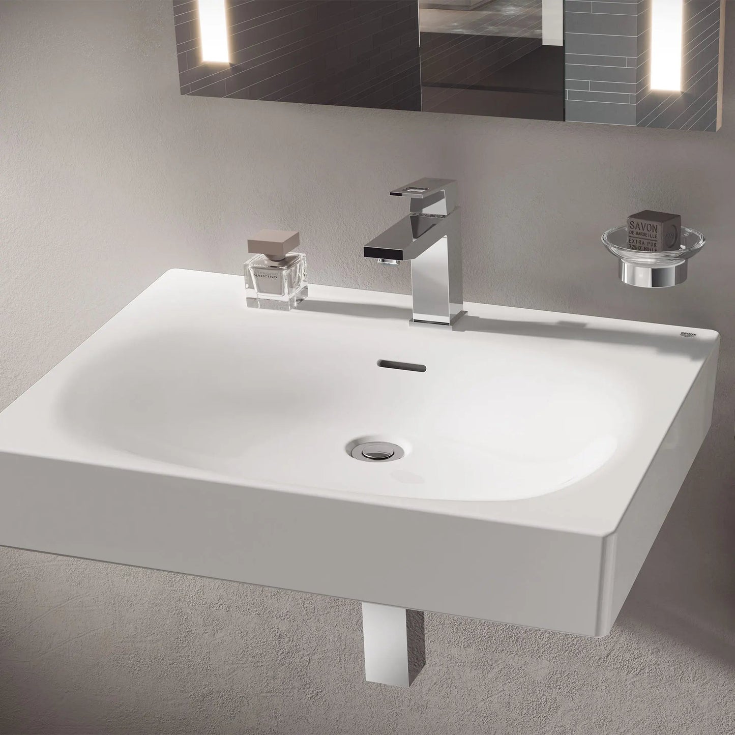 Grohe Eurocube® 24" 1-Hole Wall Mount Alpine White Bathroom Sink