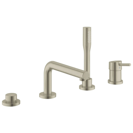 Grohe Concetto 4-Hole Single-Handle Deck Mount Brushed Nickel Infinity Roman Tub Faucet With 1.75 GPM Hand Shower