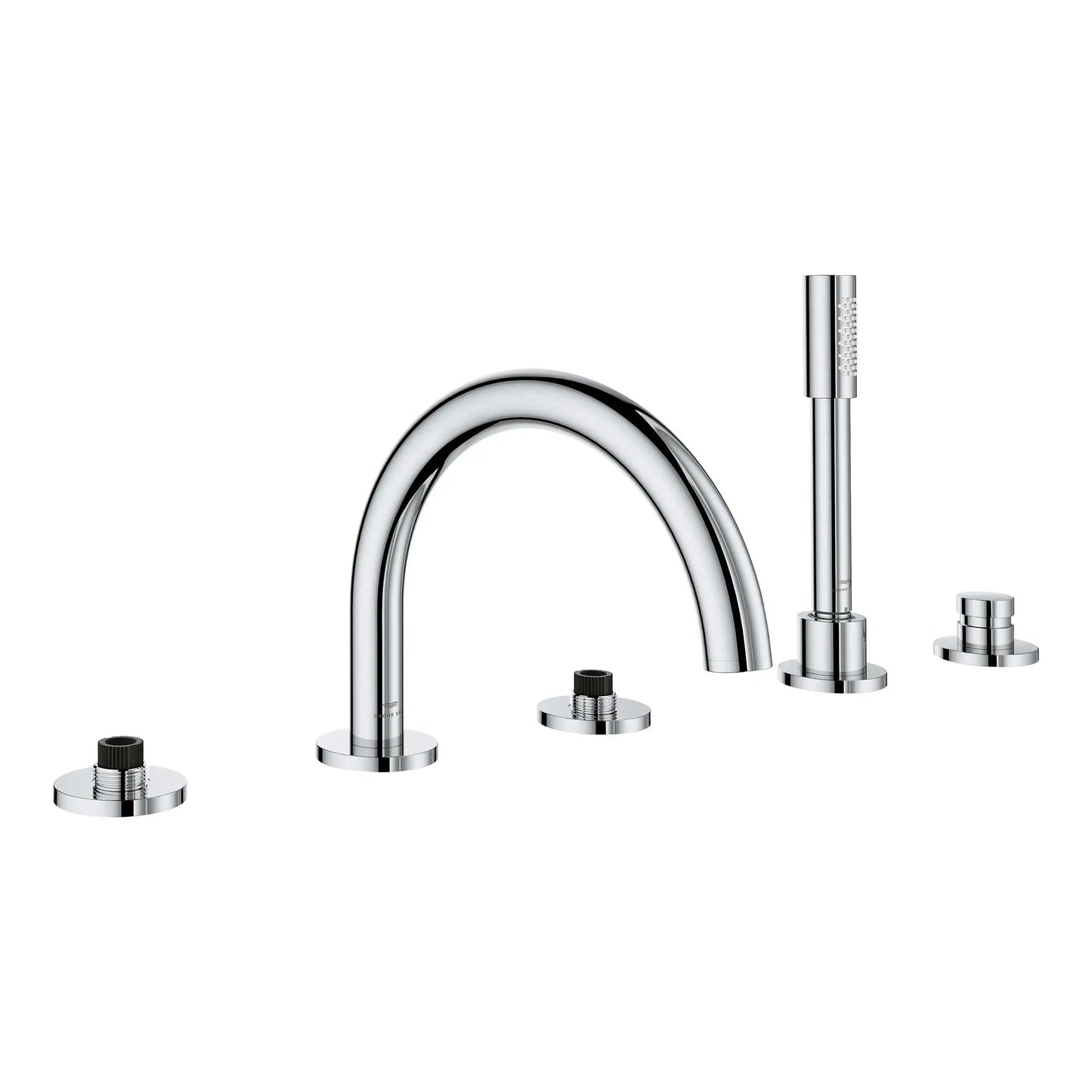 Grohe Atrio 5-Hole 2-Handle StarLight Chrome Deck Mount Roman Tub Faucet Without Handles With 1.75 GPM Hand Shower