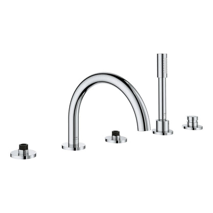 Grohe Atrio 5-Hole 2-Handle StarLight Chrome Deck Mount Roman Tub Faucet Without Handles With 1.75 GPM Hand Shower