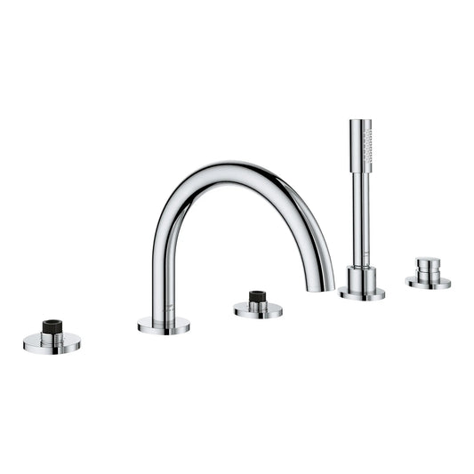 Grohe Atrio 5-Hole 2-Handle StarLight Chrome Deck Mount Roman Tub Faucet Without Handles With 1.75 GPM Hand Shower