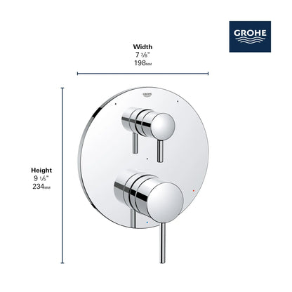Grohe Timeless Pressure Balance Valve Trim StarLight Chrome 3-Way Diverter With Cartridge