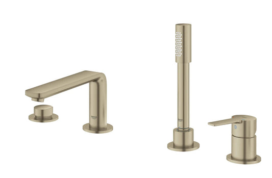 Grohe Lineare™ 4-Hole Single-Handle Deck Mount Brushed Nickel Infinity Roman Tub Faucet With 1.75 GPM Hand Shower