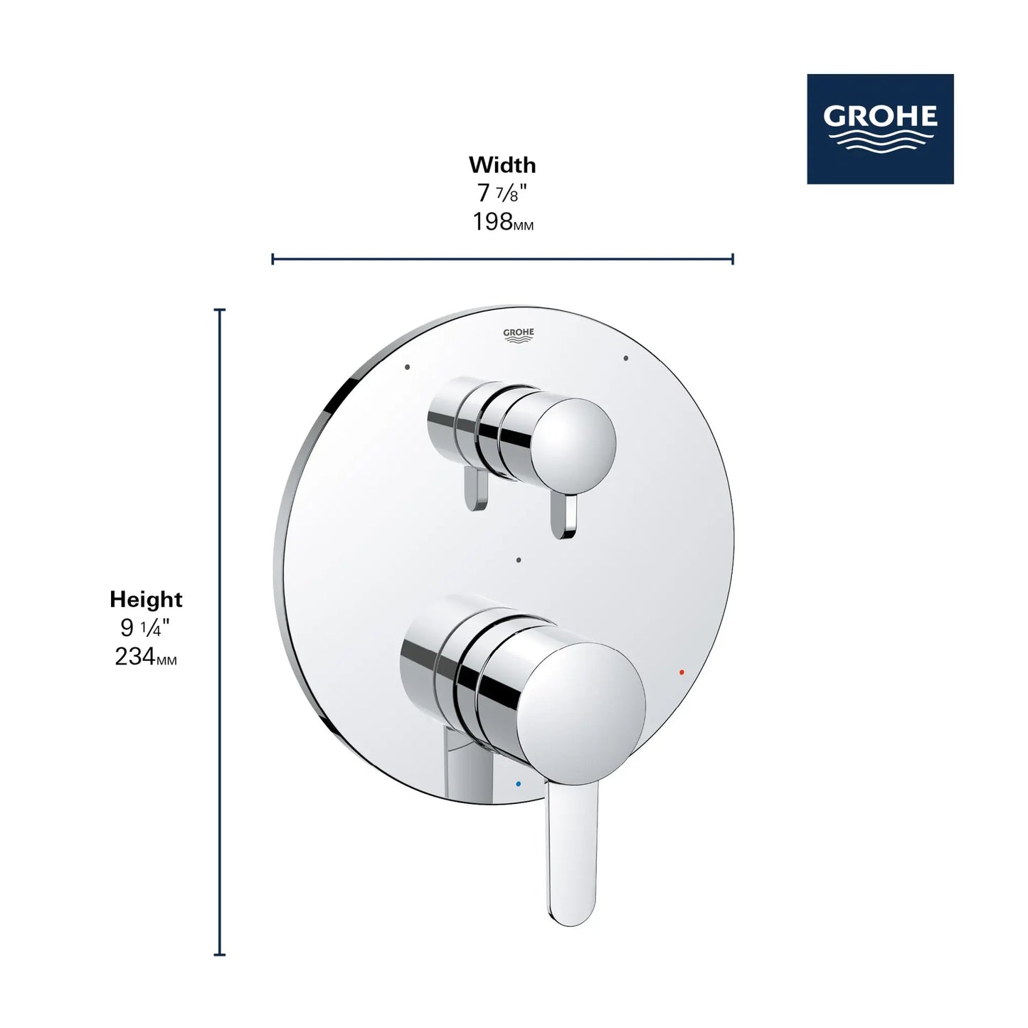 Grohe Cosmopolitan 3-Way Diverter With Cartridge StarLight Chrome Pressure Balance Valve Trim