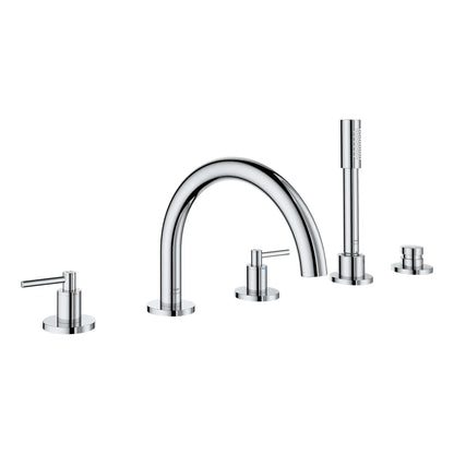 Grohe Atrio 5-Hole 2-Handle StarLight Chrome Deck Mount Roman Tub Faucet Without Handles With 1.75 GPM Hand Shower