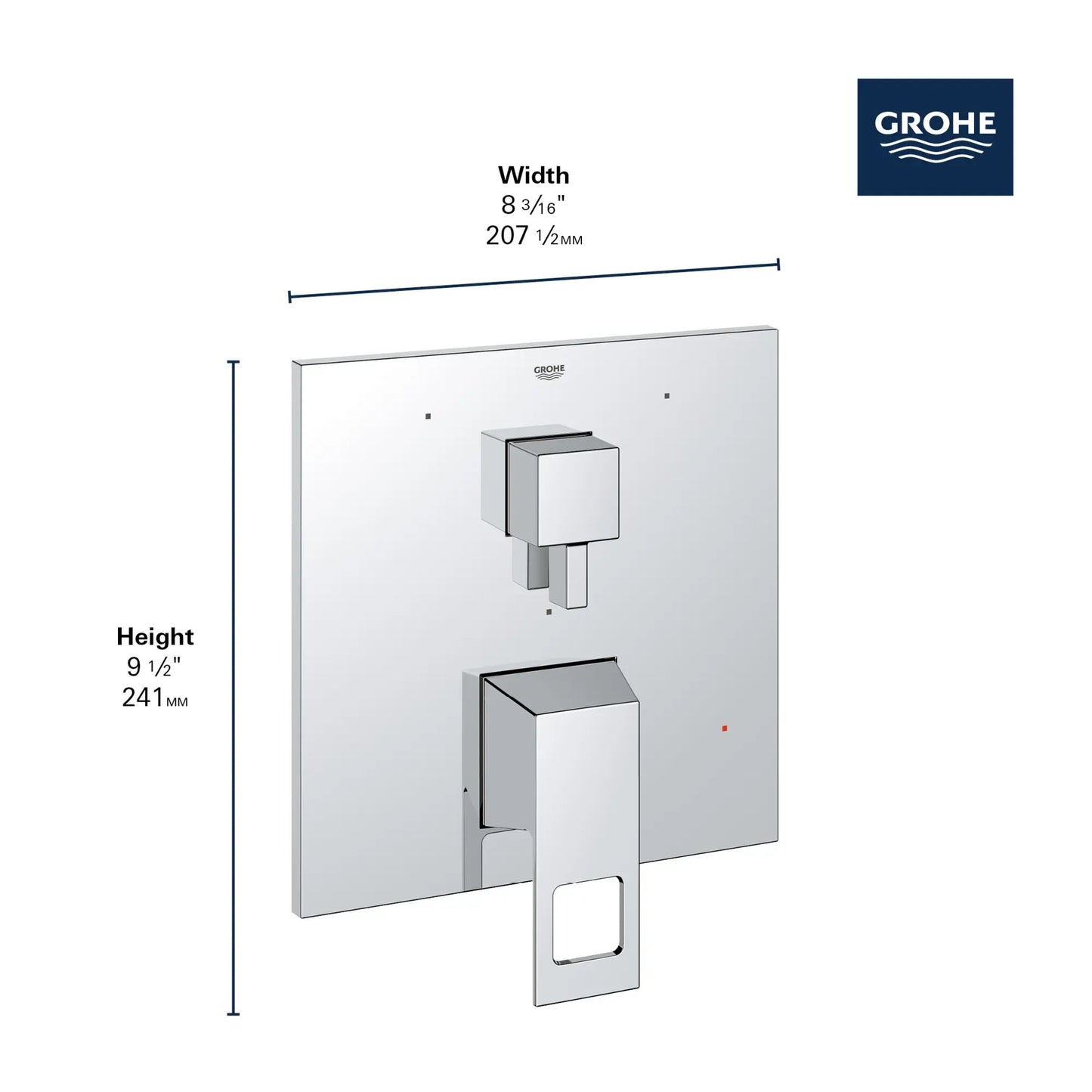 Grohe Eurocube 3-Way Diverter With Cartridge StarLight Chrome Pressure Balance Valve Trim