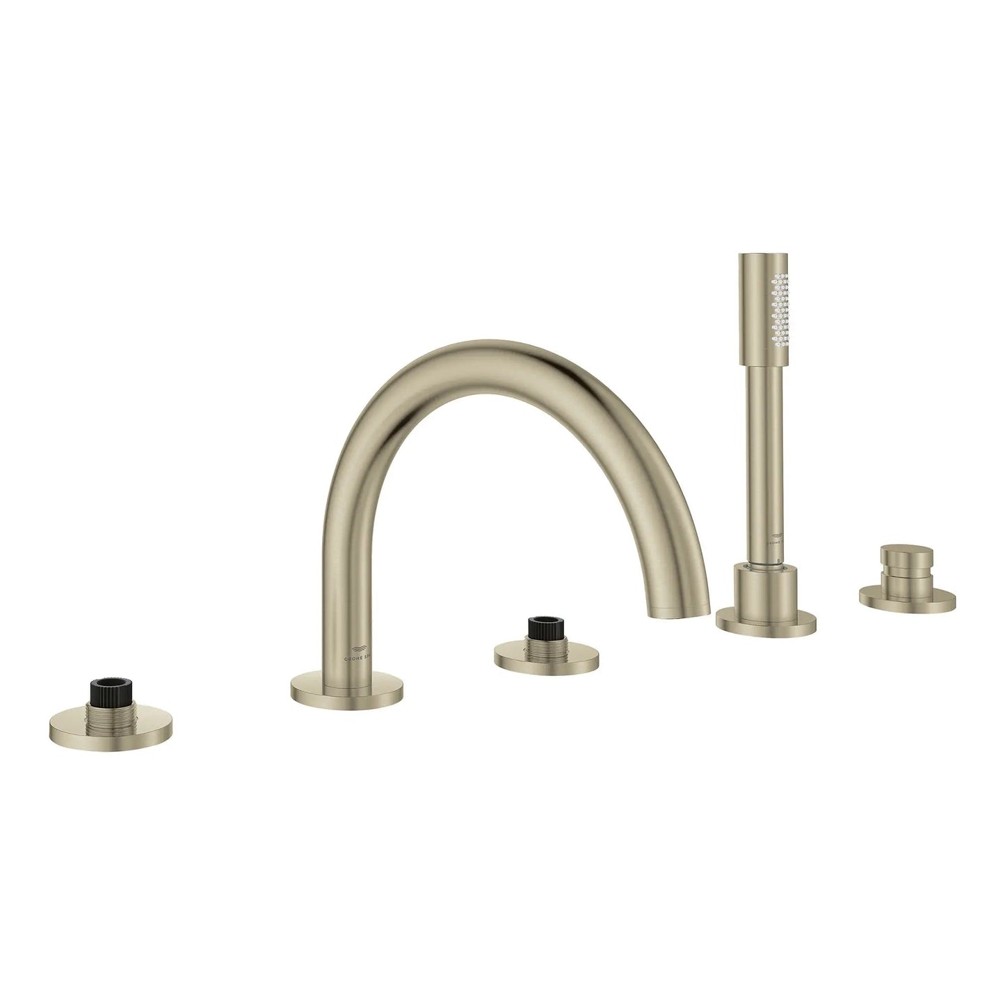 Grohe Atrio 5-Hole 2-Handle Brushed Nickel Infinity Deck Mount Roman Tub Faucet Without Handles With 1.75 GPM Hand Shower