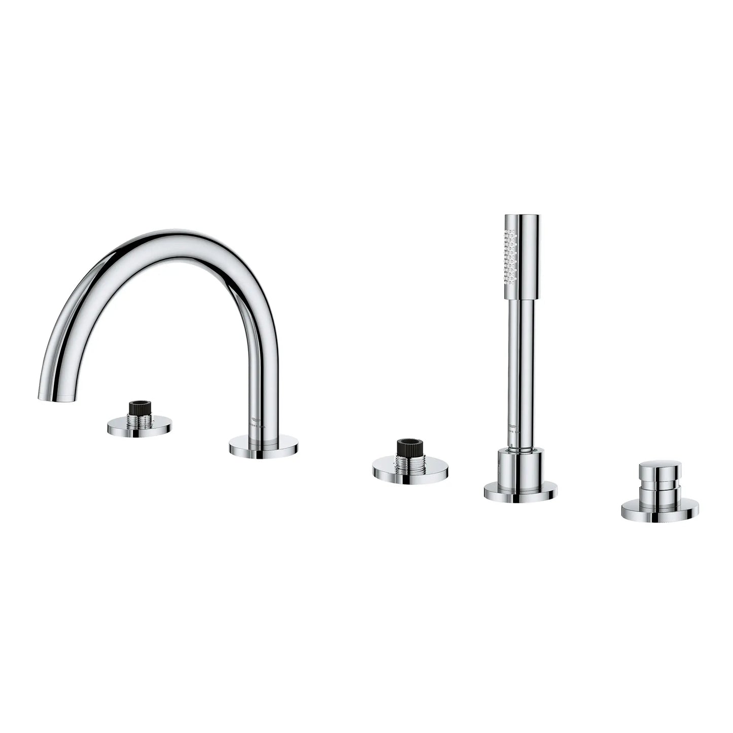Grohe Atrio 5-Hole 2-Handle StarLight Chrome Deck Mount Roman Tub Faucet Without Handles With 1.75 GPM Hand Shower