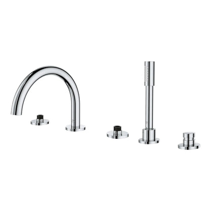 Grohe Atrio 5-Hole 2-Handle StarLight Chrome Deck Mount Roman Tub Faucet Without Handles With 1.75 GPM Hand Shower