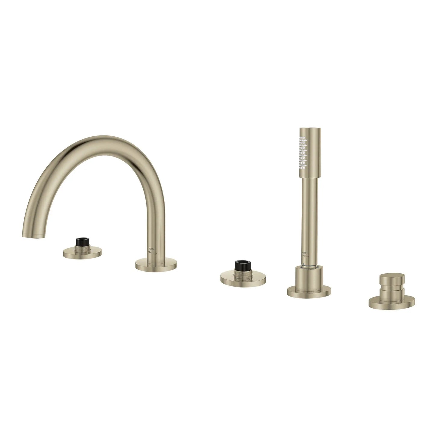 Grohe Atrio 5-Hole 2-Handle Brushed Nickel Infinity Deck Mount Roman Tub Faucet Without Handles With 1.75 GPM Hand Shower