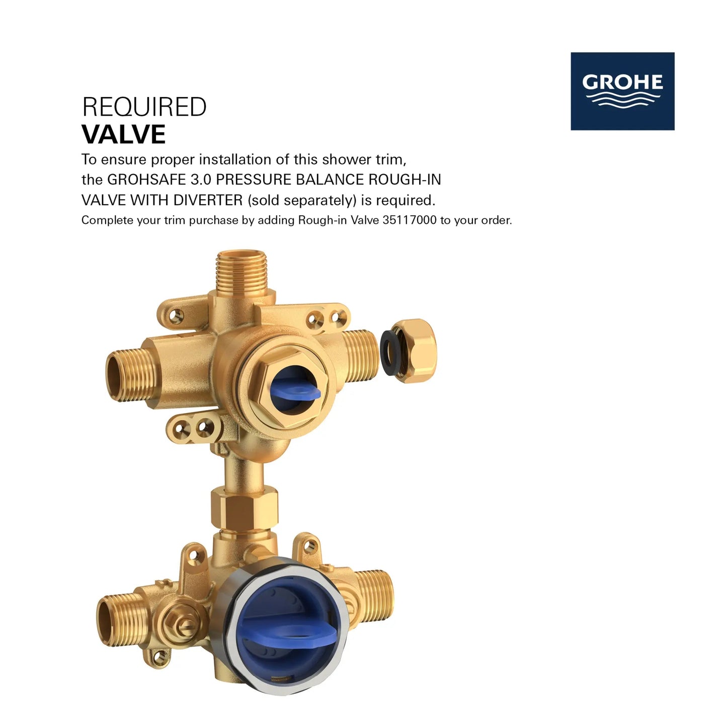 Grohe Cosmopolitan 3-Way Diverter With Cartridge StarLight Chrome Pressure Balance Valve Trim