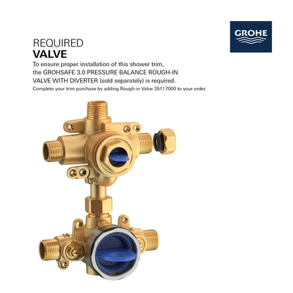 Grohe Cosmopolitan 3-Way Diverter With Cartridge StarLight Chrome Pressure Balance Valve Trim