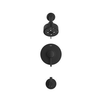 Grohe Concetto Matte Black Pressure Balance Valve Tub and Shower Trim Kit
