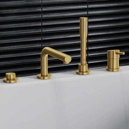 Grohe Concetto 4-Hole Single-Handle Deck Mount Brushed Cool Sunrise Roman Tub Faucet With 1.75 GPM Hand Shower
