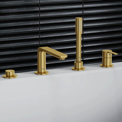 Grohe Lineare™ 4-Hole Single-Handle Deck Mount Brushed Cool Sunrise Roman Tub Faucet With 1.75 GPM Hand Shower