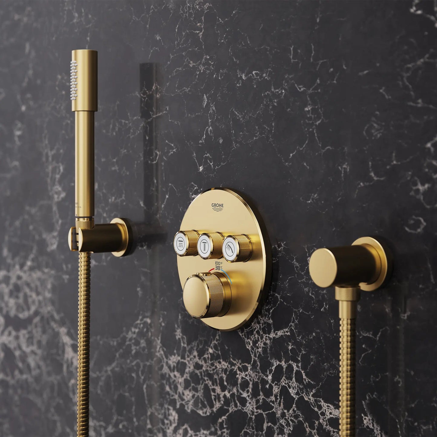 Grohe Grohtherm® SmartControl Brushed Cool Sunrise Triple Function Thermostatic Valve Trim