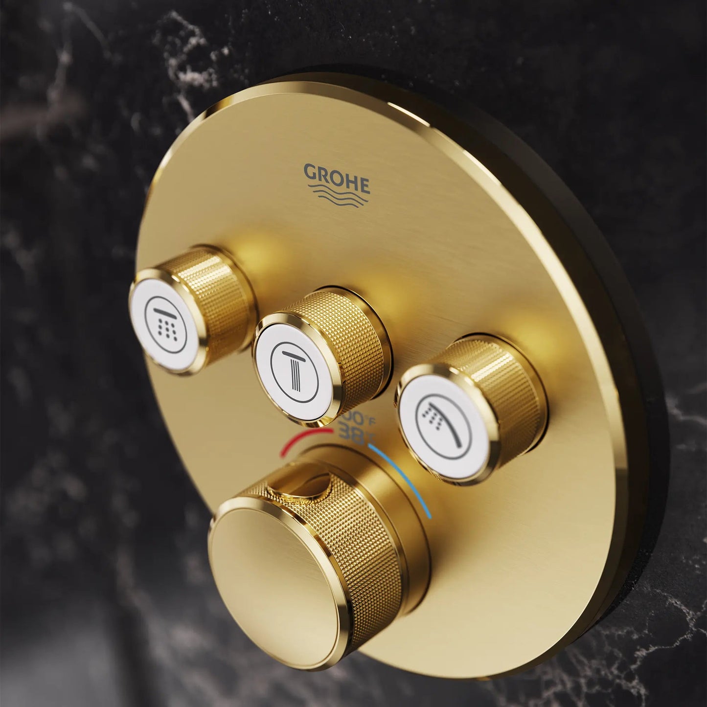Grohe Grohtherm® SmartControl Brushed Cool Sunrise Triple Function Thermostatic Valve Trim