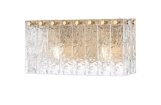 Z-Lite Glacier 15" 2-Light Modern Gold Clear Glass Shade Vanity Light