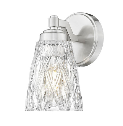 Z-Lite Andree 5" 1-Light Brushed Nickel Steel Frame Clear Glass Shade Wall Sconce
