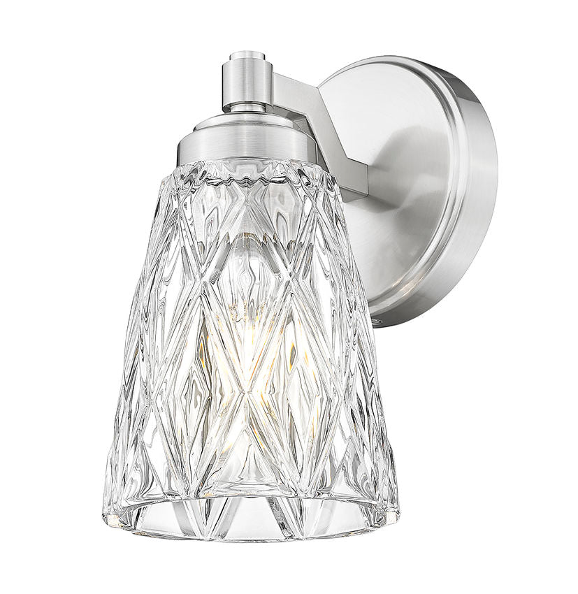 Z-Lite Andree 5" 1-Light Brushed Nickel Steel Frame Clear Glass Shade Wall Sconce