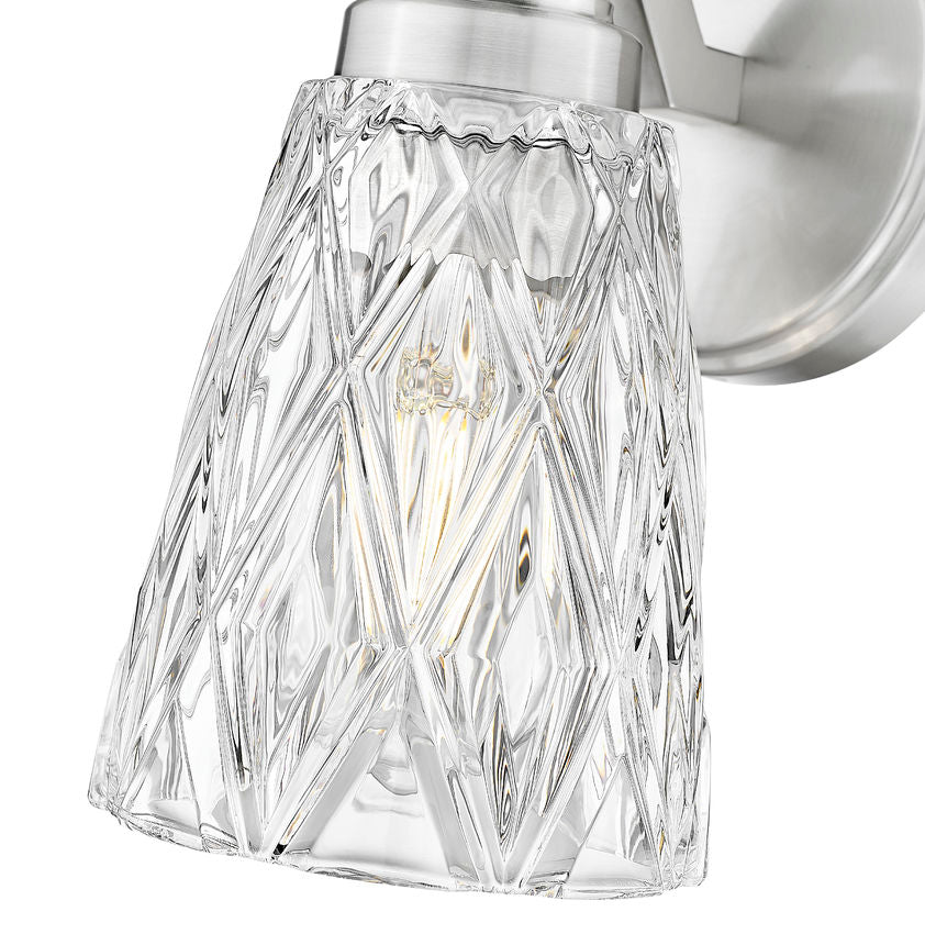 Z-Lite Andree 5" 1-Light Brushed Nickel Steel Frame Clear Glass Shade Wall Sconce