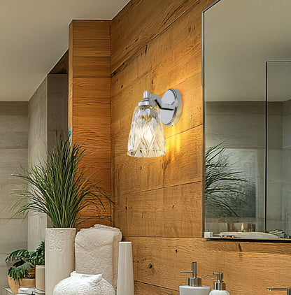 Z-Lite Andree 5" 1-Light Chrome Steel Frame Clear Glass Shade Wall Sconce