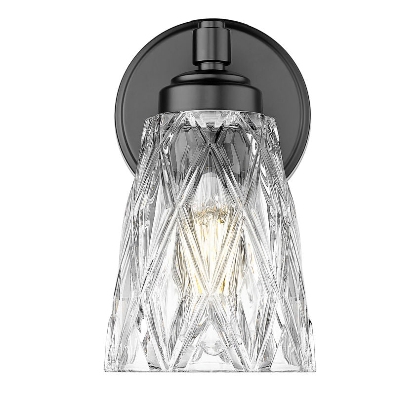 Z-Lite Andree 5" 1-Light Matte Black Steel Frame Clear Glass Shade Wall Sconce