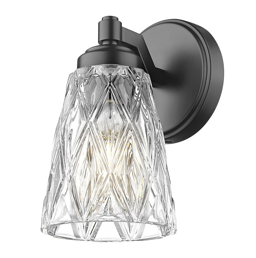 Z-Lite Andree 5" 1-Light Matte Black Steel Frame Clear Glass Shade Wall Sconce