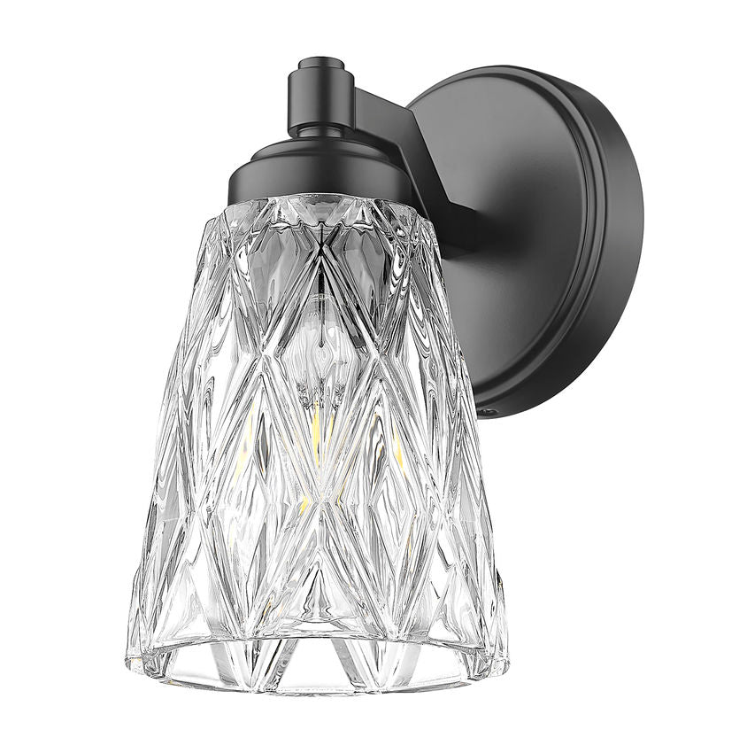 Z-Lite Andree 5" 1-Light Matte Black Steel Frame Clear Glass Shade Wall Sconce