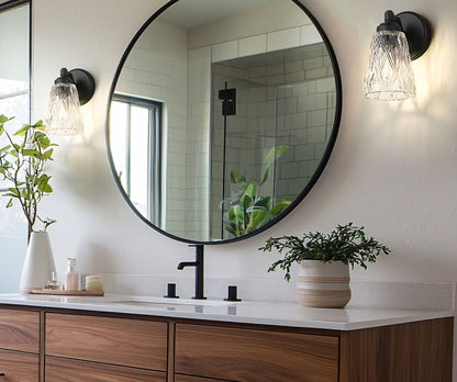 Z-Lite Andree 5" 1-Light Matte Black Steel Frame Clear Glass Shade Wall Sconce