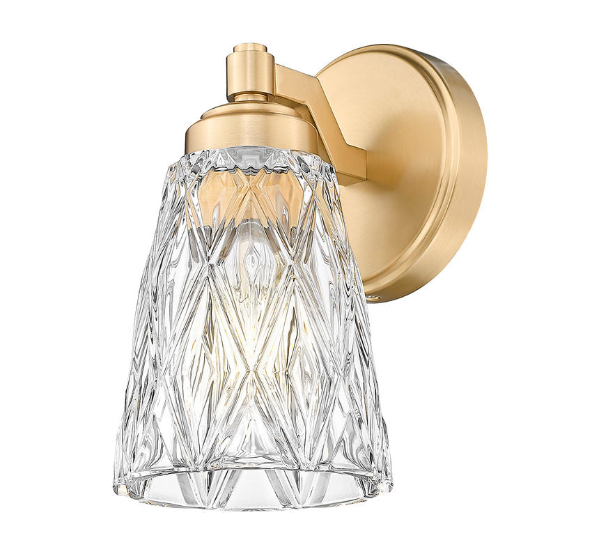 Z-Lite Andree 5" 1-Light Modern Gold Steel Frame Clear Glass Shade Wall Sconce