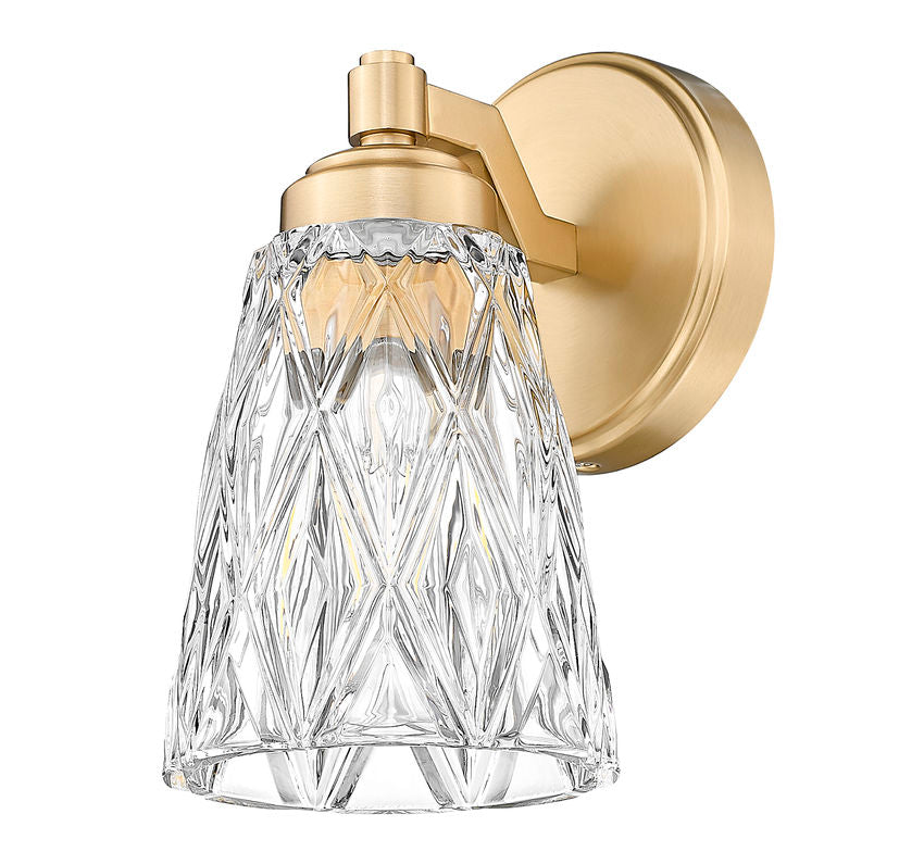 Z-Lite Andree 5" 1-Light Modern Gold Steel Frame Clear Glass Shade Wall Sconce