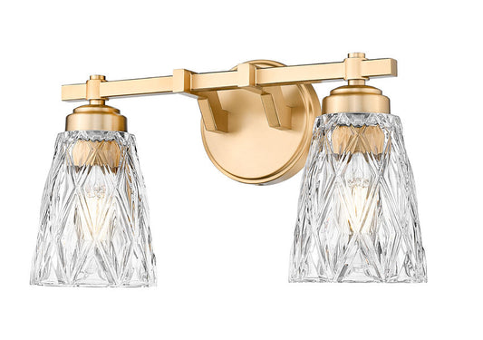 Z-Lite Andree 16" 2-Light Modern Gold Steel Frame Clear Glass Shade Vanity Lighting